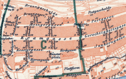 Vorschaubild Quartier- und Strassenplan der Stadt Bern 1883