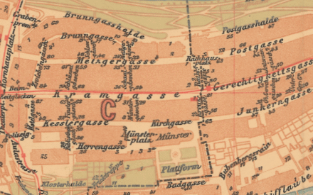 Vorschaubild Quartier- und Strassenplan der Stadt Bern 1910
